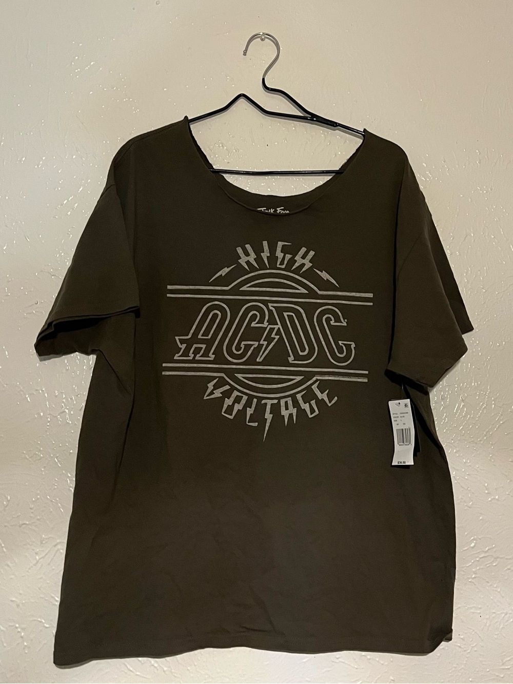 Junk Food Clothing AC/DC High Voltage Tee - Olive Green